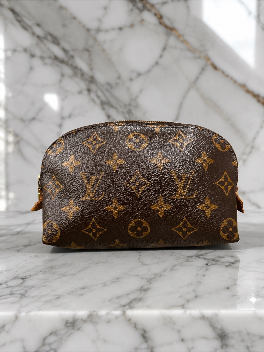 Louis Vuitton Monogram Canvas Cosmetic Pouch in Brown & Gold